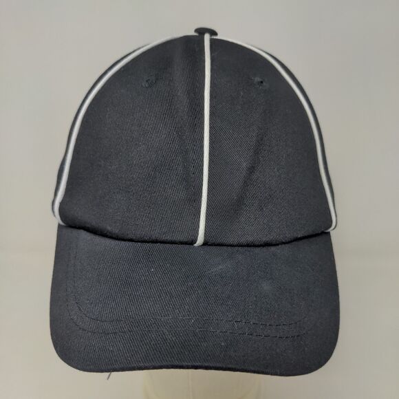 Unbranded Men's Strapback Hat Black Adjustable Blank White Stripes - Picture 2 of 6